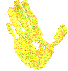 Hand gelb klein gespiegelt
